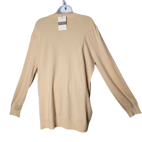 MLANM Beige Mock Neck Sweater L Lightweight Knit Long Sleeve Pullover NWT Luxury - Picture 2 of 9
